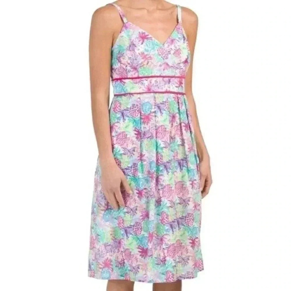NEW Chetta B Dress Tropical Pineapple Print Size 2 - Picture 1 of 10